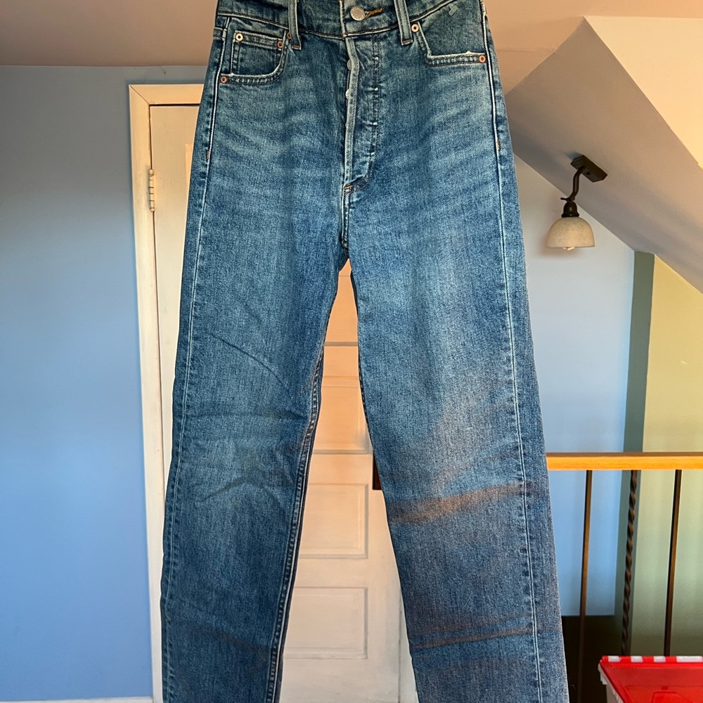 Denim Forum Indigo Arlo High Rise Straight Jeans